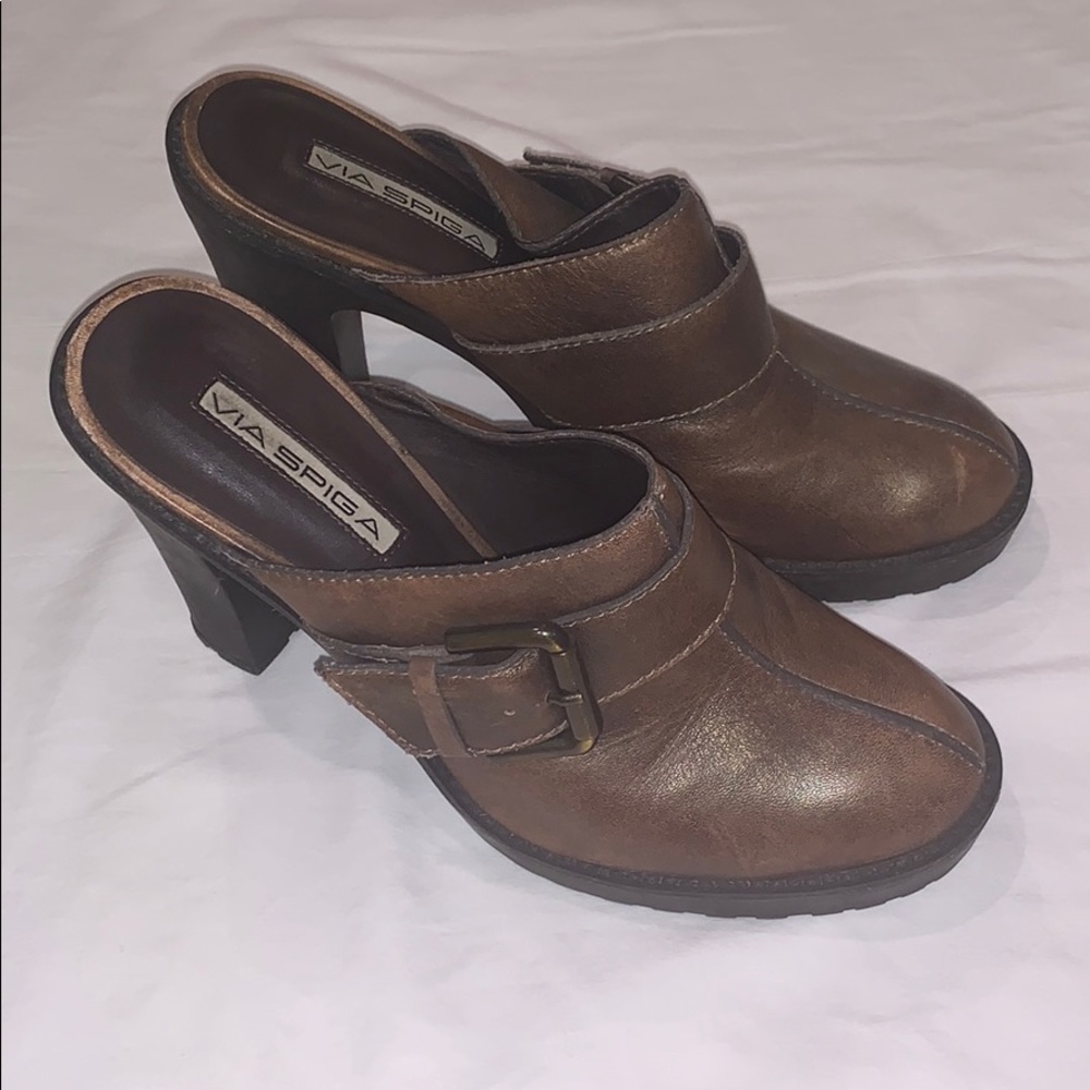 Via Spiga Real Leather Mules with Rubber Tread